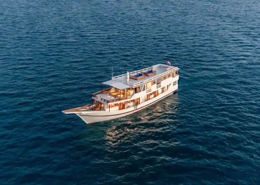 Ayvara Cruise on open water, seen from the air