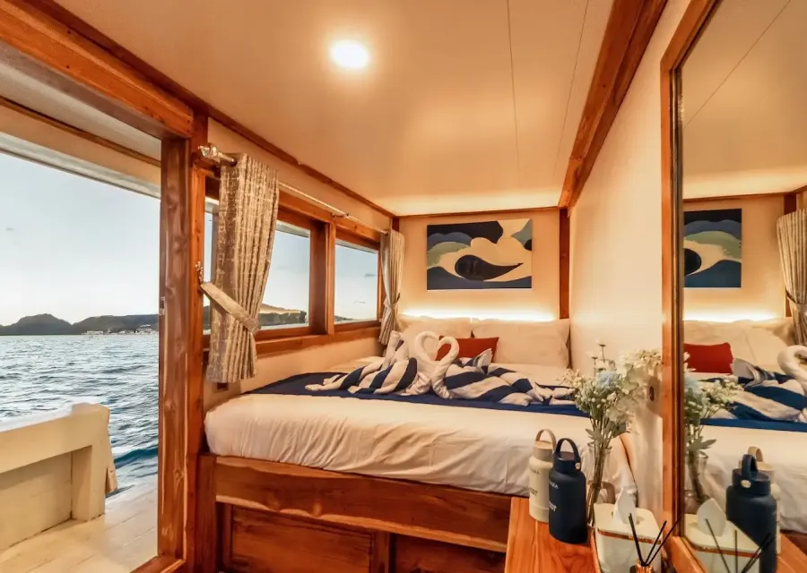 Superior Cabin on Ayvara Cruise with panoramic sea-view window