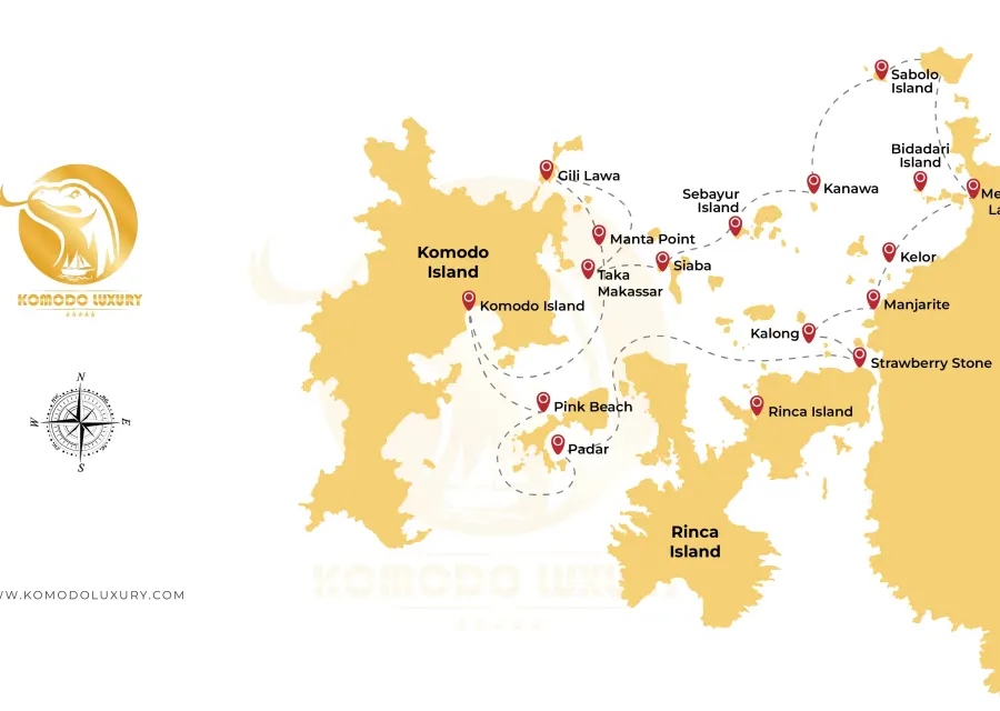 Map of Komodo National Park stops, by Komodo Luxury